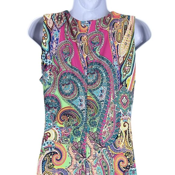 Tommy Hilfiger Womens 8 Psychedelic 70s Thyme Sleeveless Groovy Dress Stretchy - Picture 7 of 14